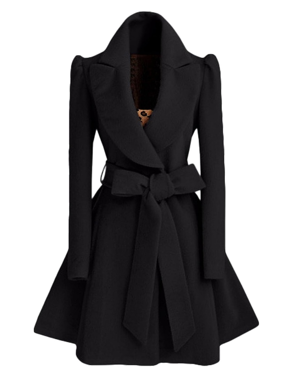 Double Breasted Wool Blend Trench Coat Classic Elegant Winter A Line Flared new